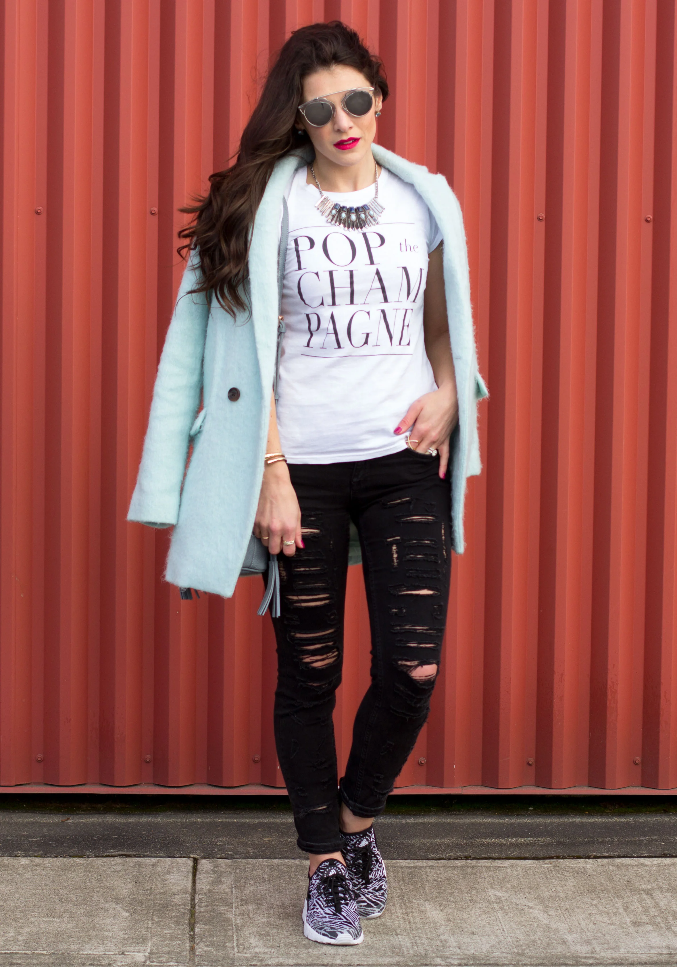 Skinny jeans and shop running shoes
